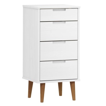 vidaXL Συρταριέρα MOLDE Λευκή 40x35x82cm από Μασίφ Ξύλο Πεύκου 1 τεμ.