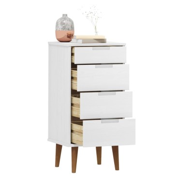 vidaXL Συρταριέρα MOLDE Λευκή 40x35x82cm από Μασίφ Ξύλο Πεύκου 1 τεμ.