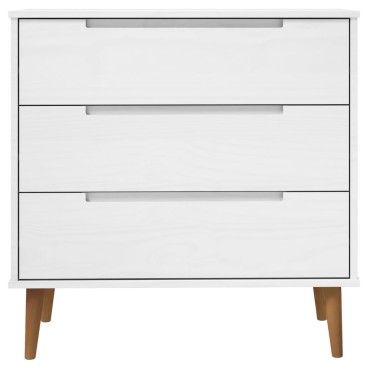 vidaXL Συρταριέρα MOLDE Λευκή 80x40x80cm από Μασίφ Ξύλο Πεύκου 1 τεμ.