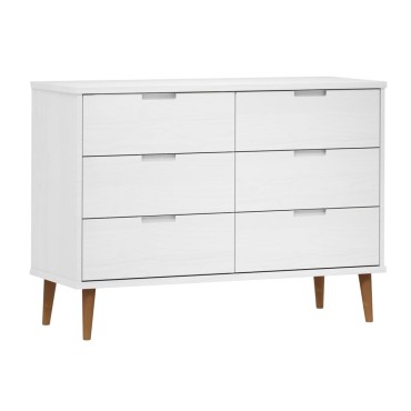 vidaXL Συρταριέρα MOLDE Λευκή 113x40x80cm από Μασίφ Ξύλο Πεύκου 1 τεμ.