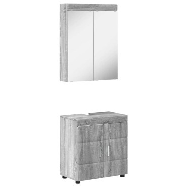 vidaXL Σετ Επίπλων Μπάνιου TULUM 2 τεμ. Γκρίζο Σονομα 60x34x63 εκ