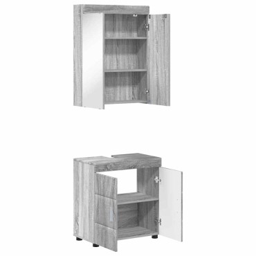 vidaXL Σετ Επίπλων Μπάνιου TULUM 2 τεμ. Γκρίζο Σονομα 60x34x63 εκ