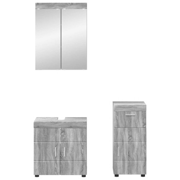 vidaXL Σετ Επίπλων Μπάνιου TULUM 3 τεμ. Γκρίζο Σονομα 60x34x63 εκ