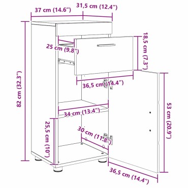 vidaXL Σετ Επίπλων Μπάνιου TULUM 3 τεμ. Γκρίζο Σονομα 60x34x63 εκ