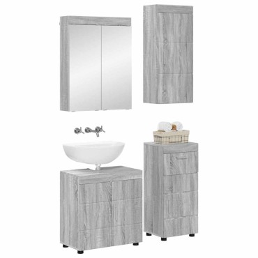 vidaXL Σετ Επίπλων Μπάνιου TULUM 4 τεμ. Γκρίζο Σονομα 60x34x63 εκ