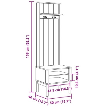 vidaXL Ντουλάπα διαδρόμου FLORO Κερωτό καφέ 50x40x158 εκ 1 τεμ.