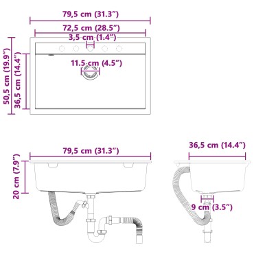 vidaXL Σιντρινο Γρανίτης 795 x 505 χλστ. Μαύρο