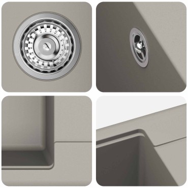 vidaXL Σιντρινο Γκρι 670 x 460 mm 80% Χαλαζίας και 20% Ρητίνη