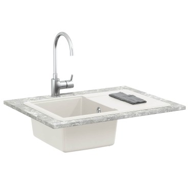 vidaXL Σιντρινο Λευκό 670 x 460 mm 80% Χαλαζίας και 20% Ρητίνη
