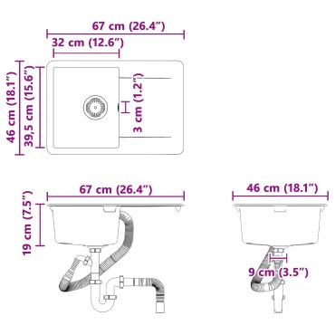 vidaXL Σιντρινο 80% Χαλαζίας και 20% Ρητίνη 670 x 460 mm Λευκό
