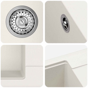 vidaXL Σιντρινο 80% Χαλαζίας και 20% Ρητίνη 560 x 460 mm Λευκό