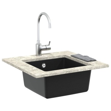 vidaXL Σιντρινο Μαύρο 430 x 460 mm 80% Χαλαζίας και 20% Ρητίνη