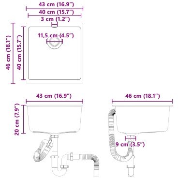 vidaXL Σιντρινο 80% Χαλαζίας και 20% Ρητίνη 430 x 460 mm Λευκό