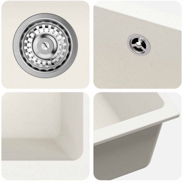 vidaXL Σιντρινο 80% Χαλαζίας και 20% Ρητίνη 530 x 460 mm Λευκό