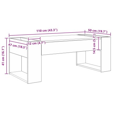 vidaXL Τραπεζάκι σαλονιού Καπνιστό Δρύς 110x50x41 εκ 1 τεμ.