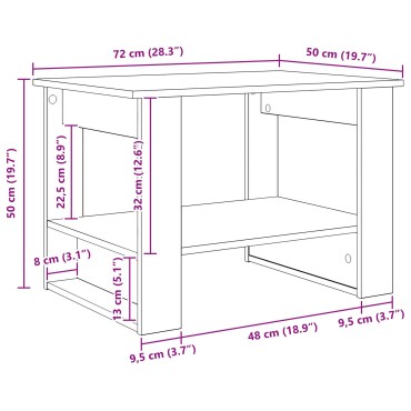 vidaXL Τραπεζάκι σαλονιού Καπνιστό Δρύς 72x50x50cm 1 τεμ.