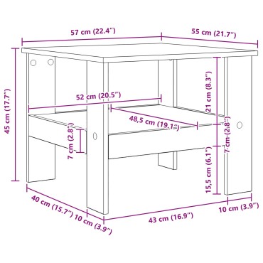 vidaXL Τραπεζάκι σαλονιού Καπνιστό Δρύς 57x55x45 εκ 1 τεμ.