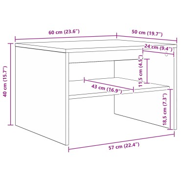 vidaXL Τραπεζάκι σαλονιού Καπνιστό Δρύς 60x50x40 εκ 1 τεμ.