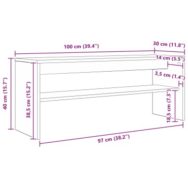 vidaXL Ντουλάπι TV 100x30x40cm Καπνιστό Δρύς Επεξεργασμένο Ξύλο
