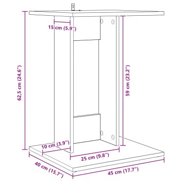 vidaXL Τραπεζάκι Πλευράς Λευκό 45x40x62,5cm Επεξεργασμένο Ξύλο 1 τεμ.