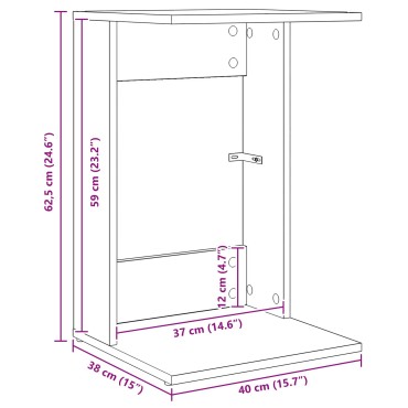 vidaXL Τραπεζάκι Πλευράς Δρύς Sonoma 40x38x62,5 εκ 1 τεμ.