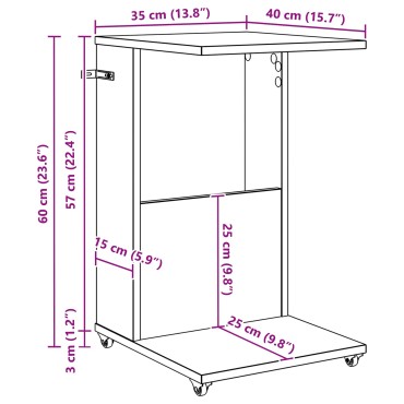vidaXL Τραπεζάκι Πλευράς Λευκό 40x35x60cm Επεξεργασμένο Ξύλο 1 τεμ.