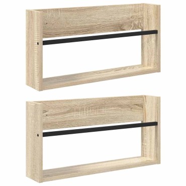 vidaXL Ράφι Περιοδικών με ράφι 2 τεμ. Δρύς Sonoma 60x12x30 εκ