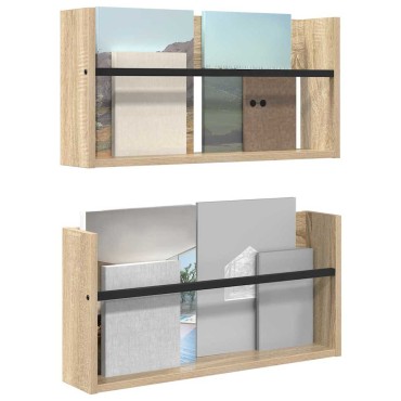 vidaXL Ράφι Περιοδικών με ράφι 2 τεμ. Δρύς Sonoma 60x12x30 εκ