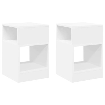 vidaXL End Table 2 τεμ. Λευκό 30,5x30x45cm Επεξεργασμένο Ξύλο