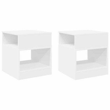 vidaXL End Table 2 τεμ. Λευκό 40,5x40x45cm Επεξεργασμένο Ξύλο
