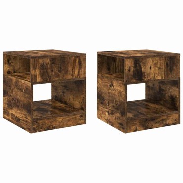 vidaXL End Table 2 τεμ. Καπνισμένο Ξύλο Δρυός 40,5x40x45 εκ