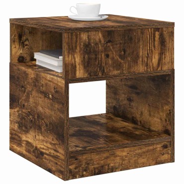 vidaXL End Table 2 τεμ. Καπνισμένο Ξύλο Δρυός 40,5x40x45 εκ