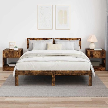 vidaXL End Table 2 τεμ. Καπνισμένο Ξύλο Δρυός 40,5x40x45 εκ