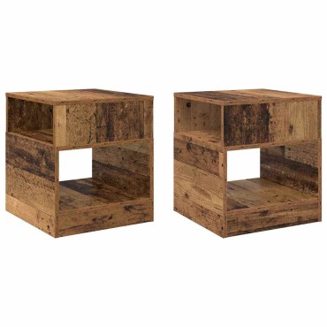 vidaXL End Table 2 τεμ. Παλιό ξύλο 40,5x40x45 εκ
