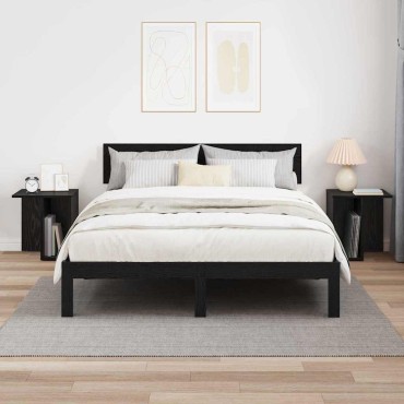 vidaXL End Table 2 τεμ. Μαύρη Οξυά 37x32x40cm Επεξεργασμένο Ξύλο
