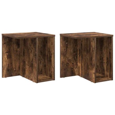 vidaXL End Table 2 τεμ. Καπνισμένο Ξύλο Δρυός 37x32x40 εκ