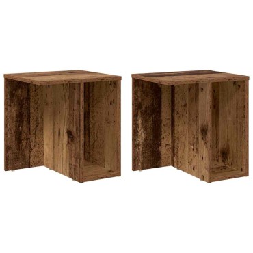 vidaXL End Table 2 τεμ. Παλιό ξύλο 37x32x40cm Επεξεργασμένο Ξύλο
