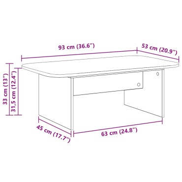 vidaXL Τραπεζάκι σαλονιού Γκρίζο Σονομα 93x53x33 εκ 1 τεμ.