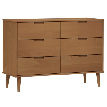 vidaXL Συρταριέρα MOLDE Καφέ 113x40x80cm από Μασίφ Ξύλο Πεύκου 1 τεμ.
