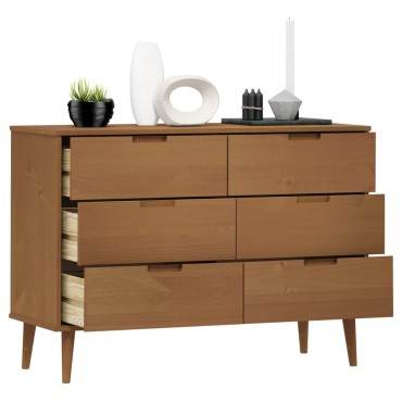 vidaXL Συρταριέρα MOLDE Καφέ 113x40x80cm από Μασίφ Ξύλο Πεύκου 1 τεμ.