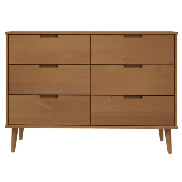 vidaXL Συρταριέρα MOLDE Καφέ 113x40x80cm από Μασίφ Ξύλο Πεύκου 1 τεμ.