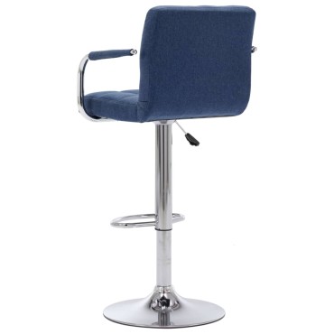 vidaXL Καρέκλα Μπαρ Μπλε Υφασμάτινη 53x52x(92-112)cm 1 τεμ.