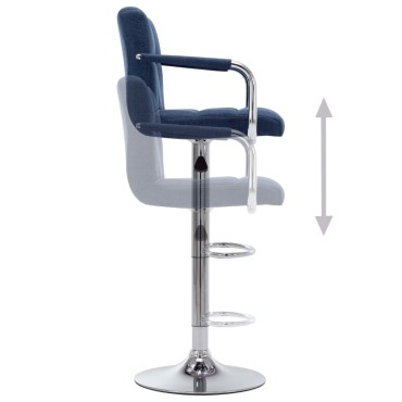 vidaXL Καρέκλα Μπαρ Μπλε Υφασμάτινη 53x52x(92-112)cm 1 τεμ.