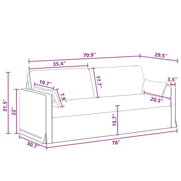 vidaXL Καναπές Σκούρο Γκρι 198x78x80cm ύφασμα