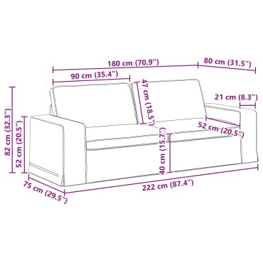 vidaXL Καναπές Μαύρο 222x80x82cm ύφασμα