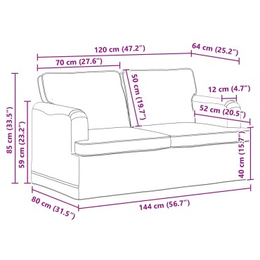 vidaXL Καναπές Μπλε 144x80x85cm ύφασμα