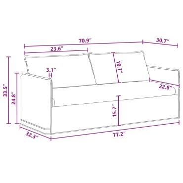 vidaXL Καναπές Σκούρο Γκρι 196x82x85cm ύφασμα