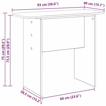 vidaXL Τραπέζι κονσόλας Γκρίζο Σονομα 93x40x75 εκ