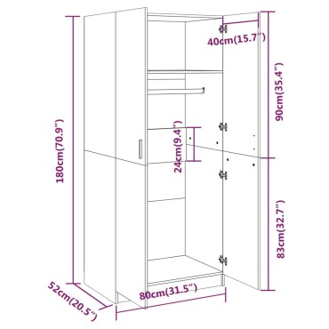 vidaXL Ντουλάπα Καπνιστή Δρυς 80x52x180cm από Επεξεργασμένο Ξύλο 1 τεμ.
