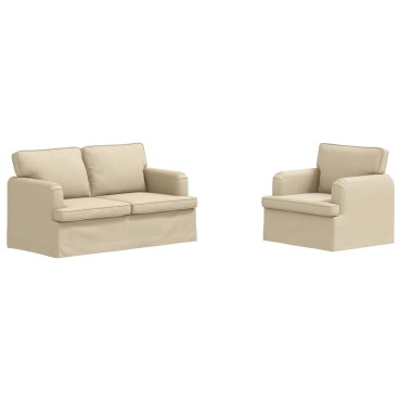 vidaXL Σετ Καναπέ 2 τεμ. Κρεμ ύφασμα 144x80x85cm  Διθέσιος
